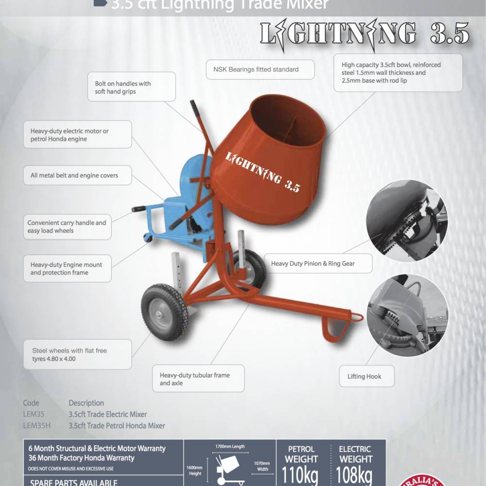 Easymix “Lightning” 3.5 Cement Mixer Vetner